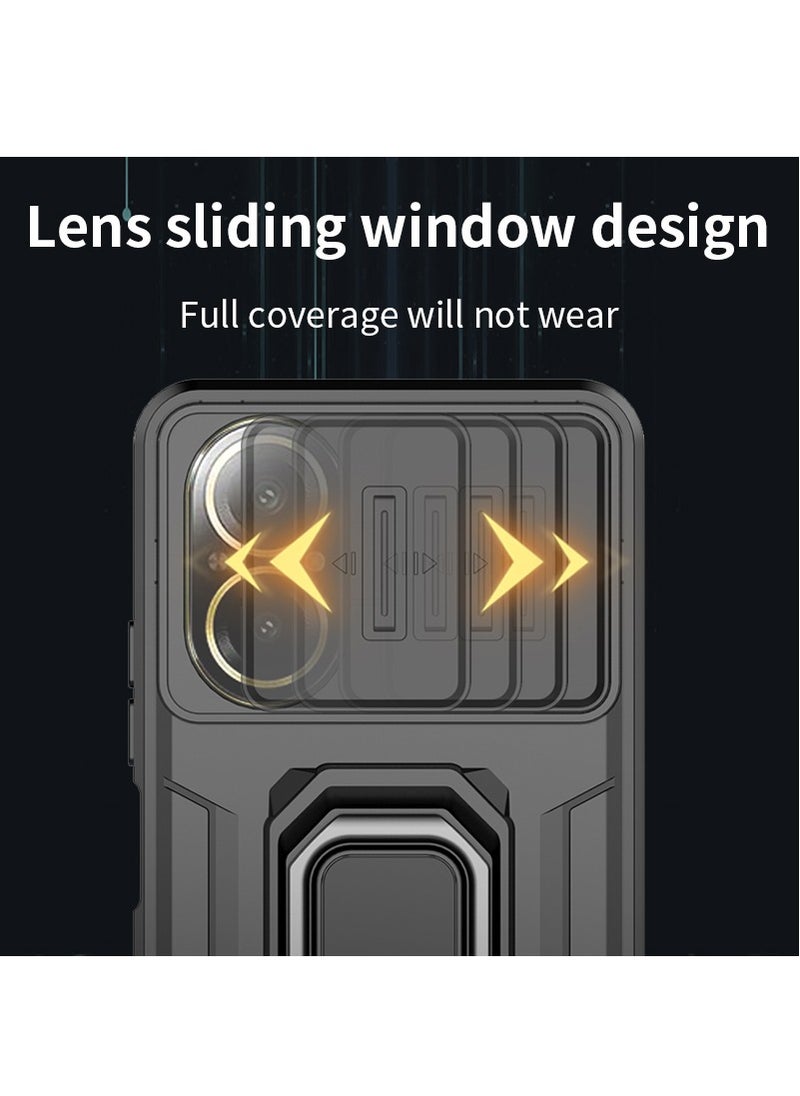 Phone Case for Realme C67 4G with Slide Camera Cover Drop Protective Phone Case with Magnetic Car Mount Holder