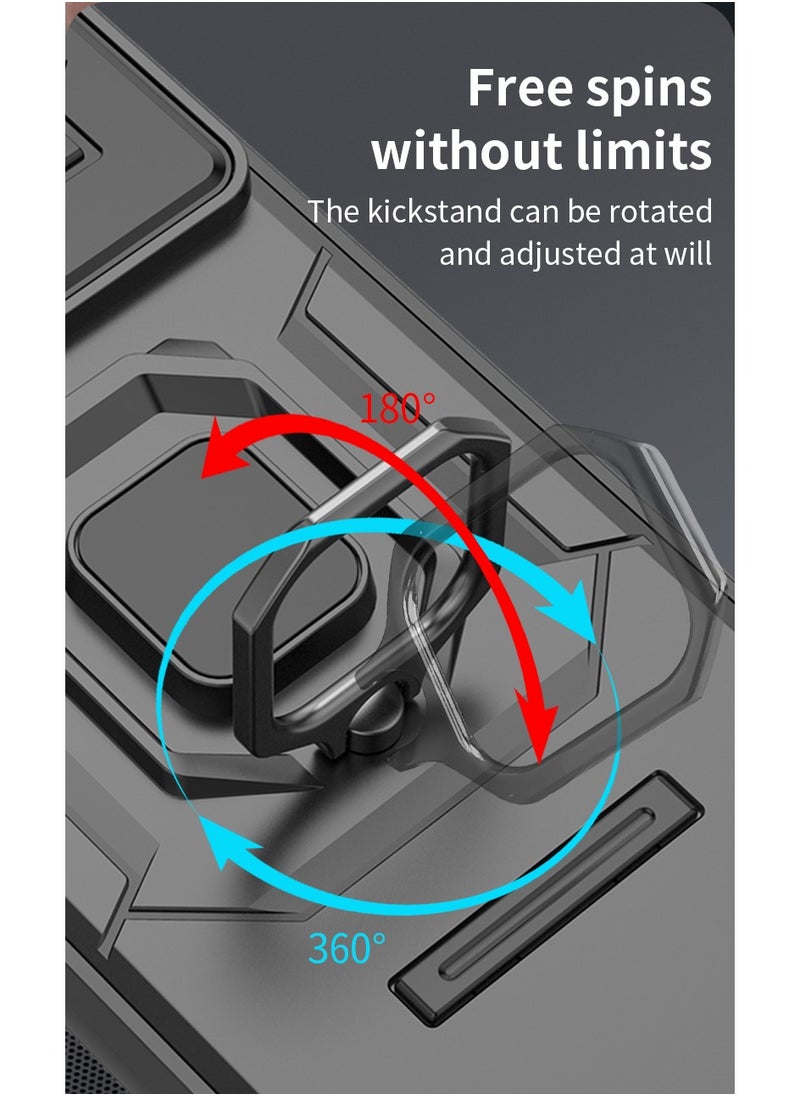 Phone Case for Realme C67 4G with Slide Camera Cover Drop Protective Phone Case with Magnetic Car Mount Holder
