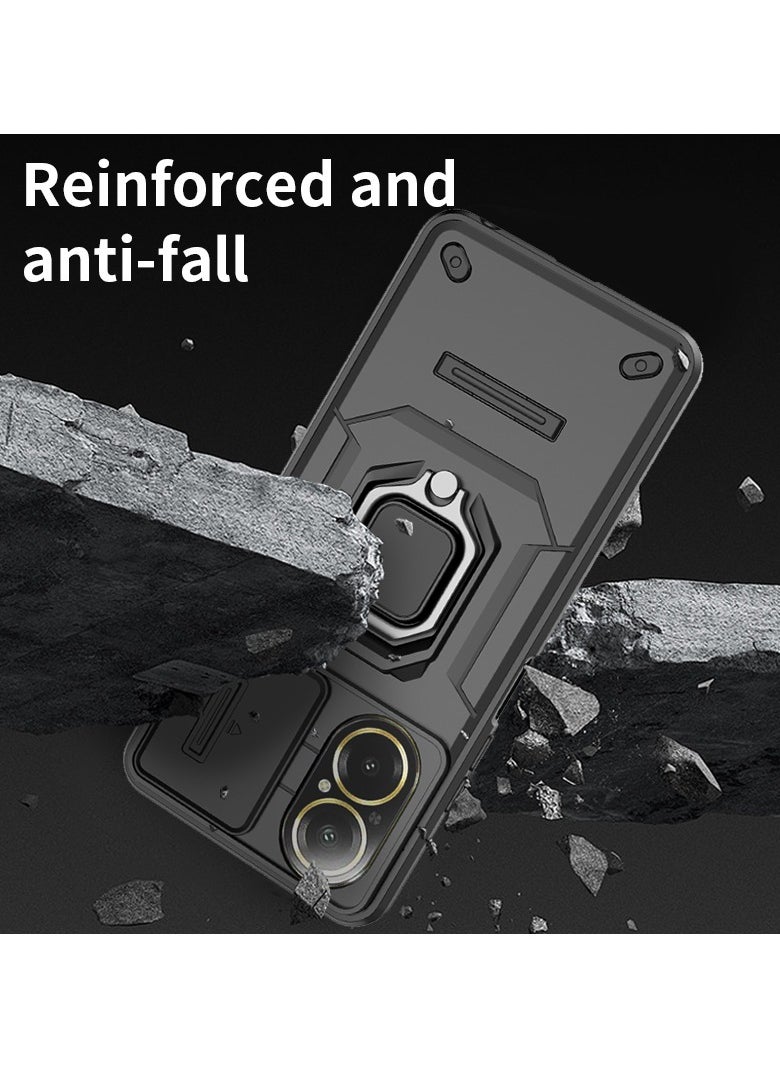 Phone Case for Realme C67 4G with Slide Camera Cover Drop Protective Phone Case with Magnetic Car Mount Holder