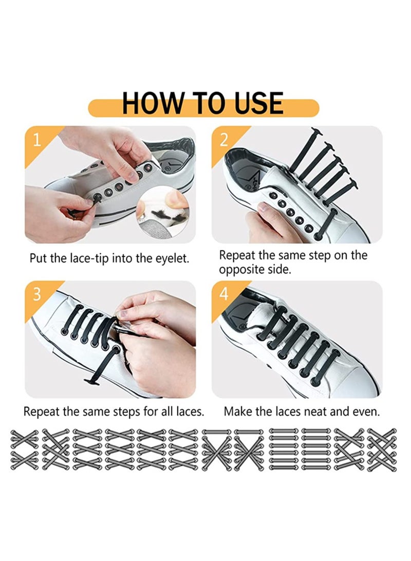 Zikra No Tie Shoelaces for Adults, Stretch Silicone Elastic Shoe Laces, Lazy Quick Tie Tieless Waterproof Wash-free Shoe Laces for Sneakers Running Shoes, and Casual Shoes Black - Image 4