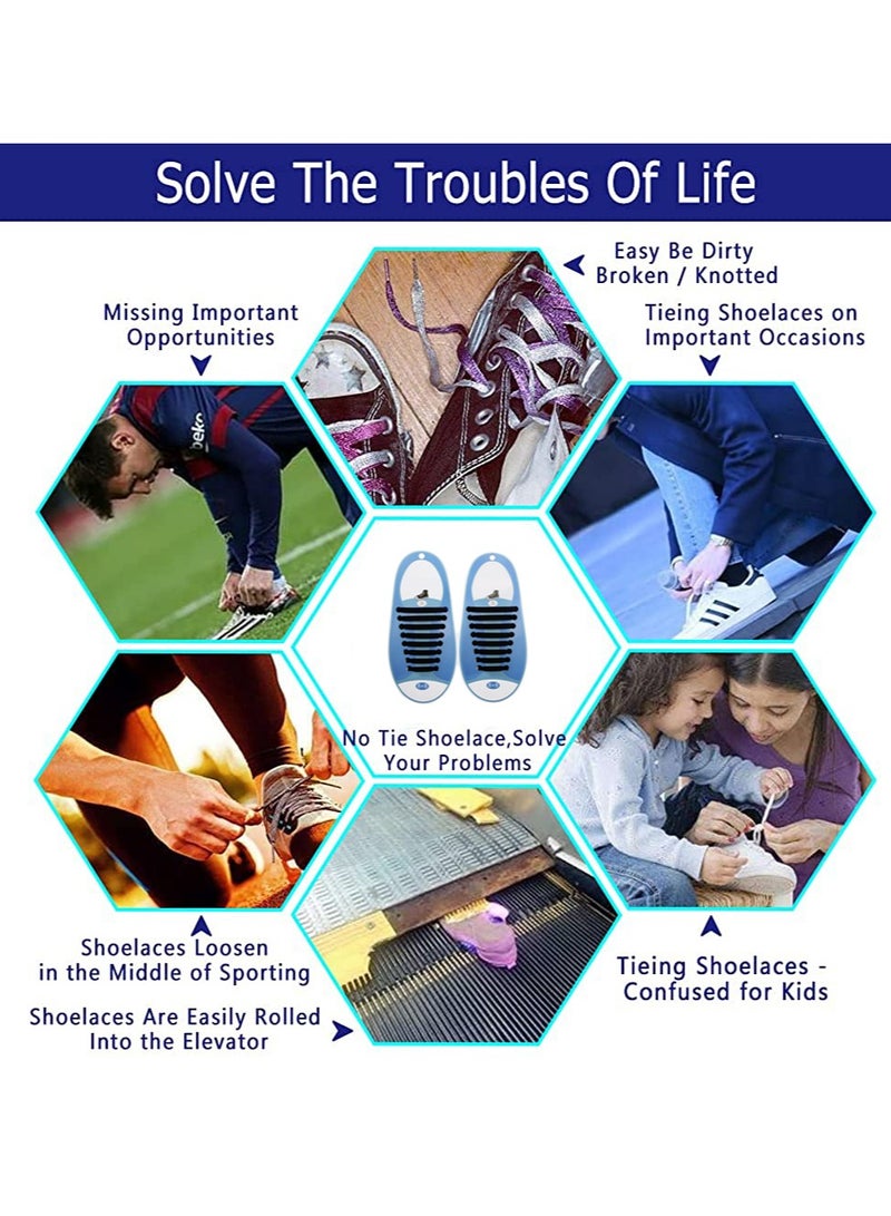 Zikra No Tie Shoelaces for Adults, Stretch Silicone Elastic Shoe Laces, Lazy Quick Tie Tieless Waterproof Wash-free Shoe Laces for Sneakers Running Shoes, and Casual Shoes Black - Image 3