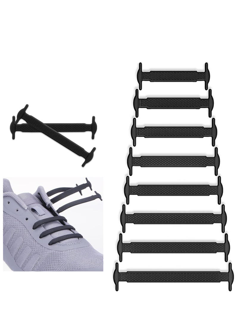 Zikra No Tie Shoelaces for Adults, Stretch Silicone Elastic Shoe Laces, Lazy Quick Tie Tieless Waterproof Wash-free Shoe Laces for Sneakers Running Shoes, and Casual Shoes Black - Image 1