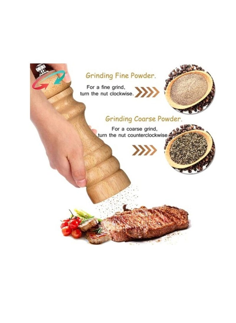 AtrauX AtrauX Salt and Pepper Mills European Beech Wooden Manual Pepper Grinder Food Carbon Steel Grinder 8' Salt Mill  - Image 4