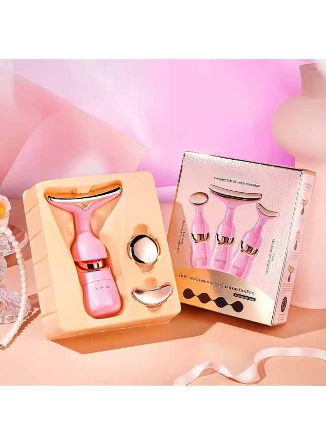 High-Frequency 3-in-1 Vibrating Massager – Face, Neck & Eye Care Device with 3 Interchangeable Heads - Image 1