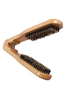 Double Sided Wood Clamp Hair Brush for Easy Straightening Smoothing and Preventing Hair Damage 22cm Length