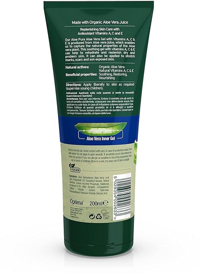 Aloe Pura Organic Aloe Vera Gel, Infused With Vitamin A, C And E, Cooling, Soothing And Restoring, 200Ml - Image 2