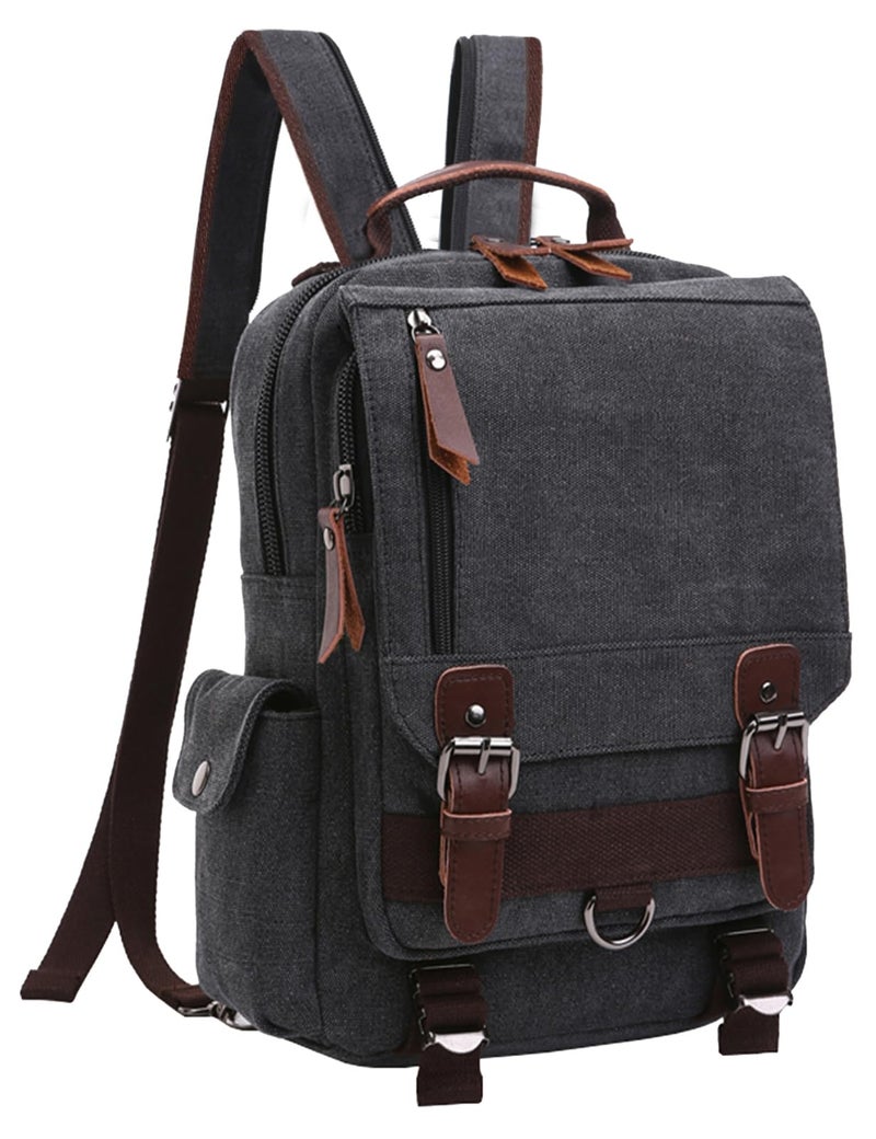 mygreen Sling Canvas Cross Body Messenger Bag Shoulder Backpack (Black-Zipper Shoulder) - Image 1