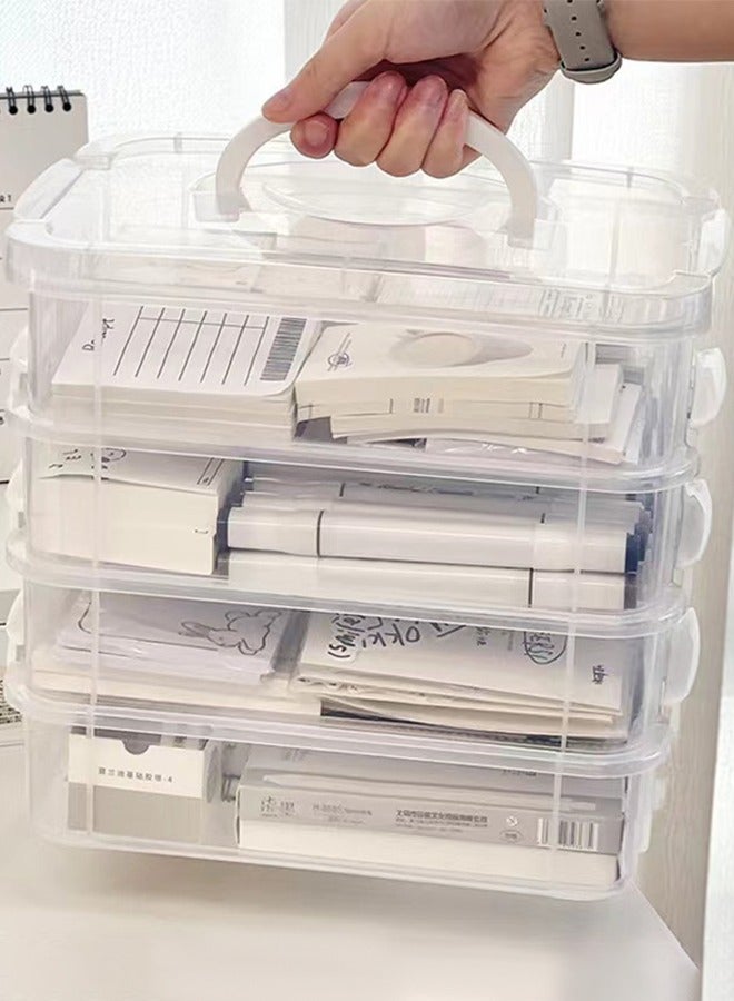 DUNISO 4-Layer Desktop Portable Storage Box, Tool Classification Box, Jewelry Box, Visible Transparent Multi-Layer Storage Box,For Bedroom Living Room Office Kitchen Garage Drawer Organizer - Image 1