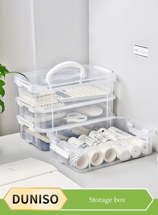 DUNISO 4-Layer Desktop Portable Storage Box, Tool Classification Box, Jewelry Box, Visible Transparent Multi-Layer Storage Box,For Bedroom Living Room Office Kitchen Garage Drawer Organizer - Image 2
