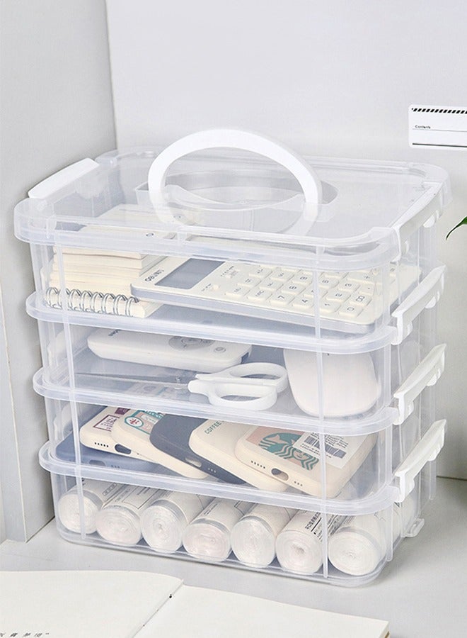 DUNISO 4-Layer Desktop Portable Storage Box, Tool Classification Box, Jewelry Box, Visible Transparent Multi-Layer Storage Box,For Bedroom Living Room Office Kitchen Garage Drawer Organizer - Image 3