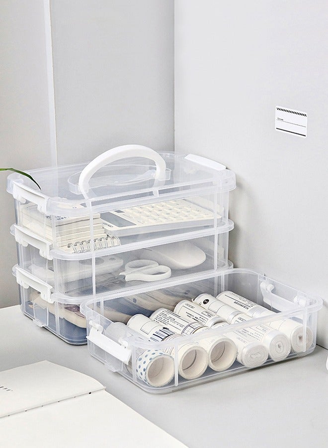 DUNISO 4-Layer Desktop Portable Storage Box, Tool Classification Box, Jewelry Box, Visible Transparent Multi-Layer Storage Box,For Bedroom Living Room Office Kitchen Garage Drawer Organizer - Image 4