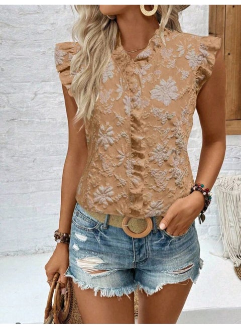 SHEIN  Women's Casual  Blouse With Ruffle Sleeve