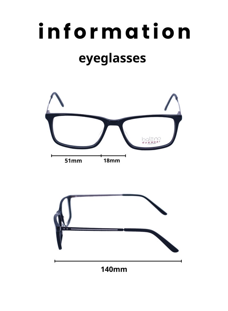 Baleno Square Frame Eyeglasses with Premium, High-Quality Lenses - Durable & Stylish Prescription Glasses for All-Day Comfort - Image 2