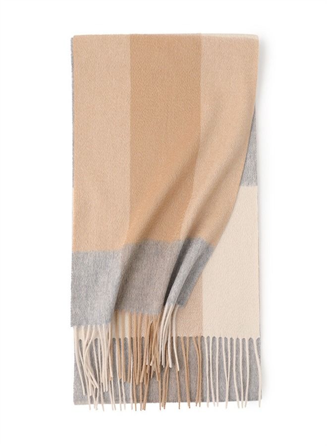 Loquat Warm Long Cashmere Check Scarf Multicolour 