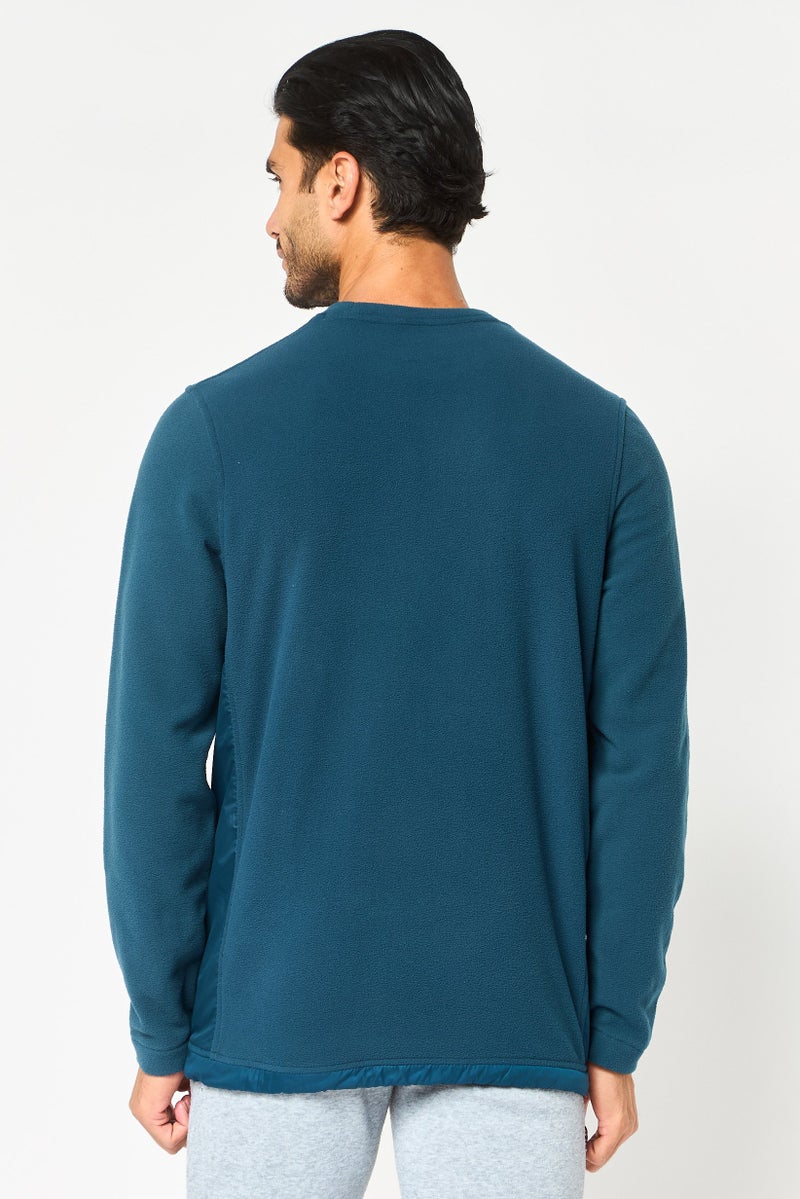 UNDER ARMOUR سويت شيرت خارجي طويل الأكمام للرجال بتصميم فضفاض، أزرق مائل إلى الأخضر - Image 4