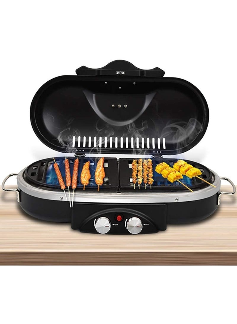 M MIAOYAN Portable Trolley BBQ Grill Outdoor Camping Barbecue Grill Gas Stove, Lightweight Tabletop BBQ, Very Suitable for Camping, Outdoor Cooking, Recreational Travel (Black) - Image 2