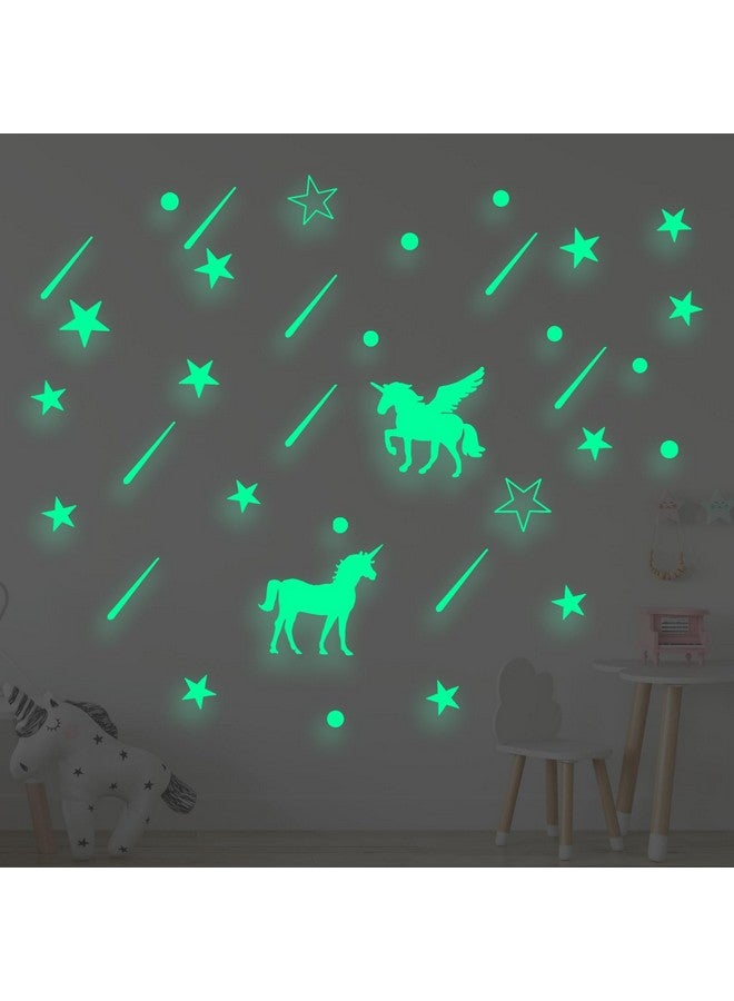 Saomour Glow in The Dark Unicorn Wall Decals Luminous Starry Unicorn Star Meteor Wall Stickers Decor Art Paste - Image 1