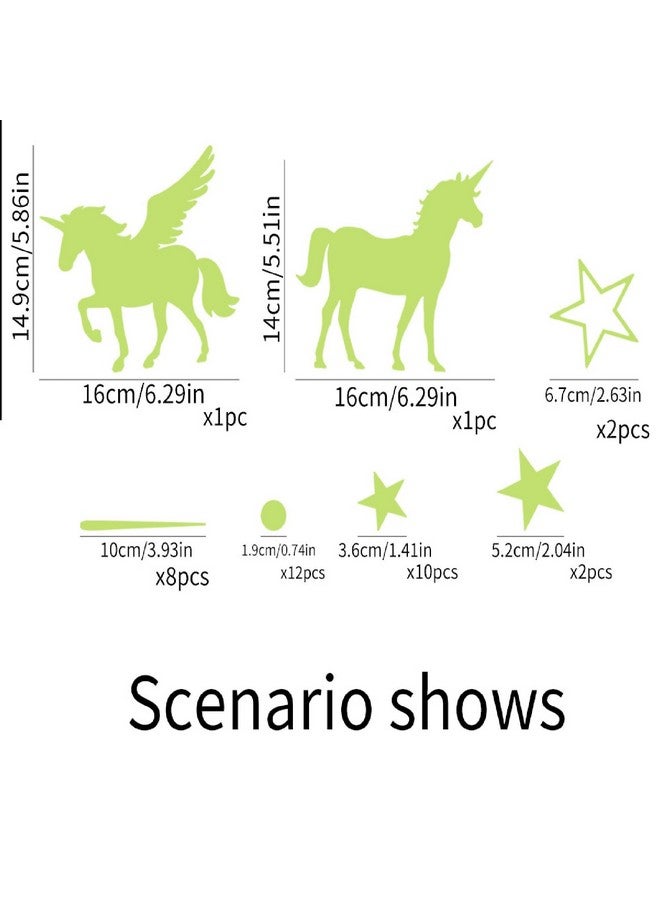 Saomour Glow in The Dark Unicorn Wall Decals Luminous Starry Unicorn Star Meteor Wall Stickers Decor Art Paste - Image 5