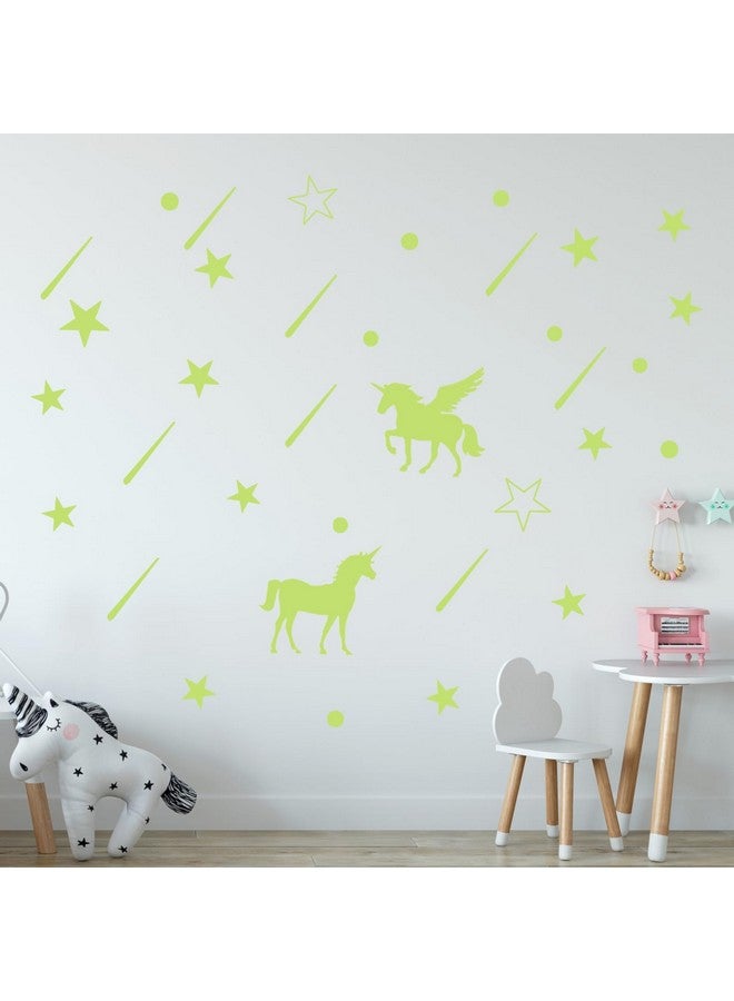 Saomour Glow in The Dark Unicorn Wall Decals Luminous Starry Unicorn Star Meteor Wall Stickers Decor Art Paste - Image 2