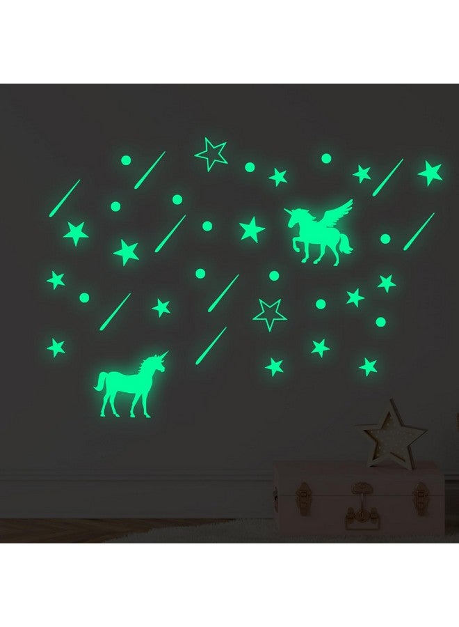 Saomour Glow in The Dark Unicorn Wall Decals Luminous Starry Unicorn Star Meteor Wall Stickers Decor Art Paste - Image 3