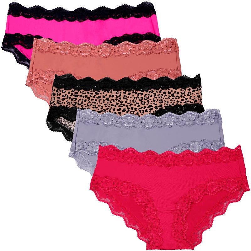 ADOVAKKER Women's Underwear Low Rise Lady Micro Smooth Breathable Briefs Hipster Panties Multipack Printing I-XL - Image 3