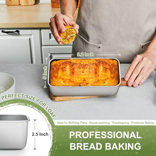 P&P CHEF 9 inch Loaf Pan, Stainless Steel Bread Baking Pan, Metal Bakeware For Bread Cake Toast Meatloaf Lasagna, Healthy & Non Toxic, Brushed Surface & Easy Clean, Oven & Dishwasher Safe - Image 3