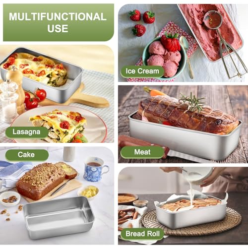 P&P CHEF 9 inch Loaf Pan, Stainless Steel Bread Baking Pan, Metal Bakeware For Bread Cake Toast Meatloaf Lasagna, Healthy & Non Toxic, Brushed Surface & Easy Clean, Oven & Dishwasher Safe - Image 4