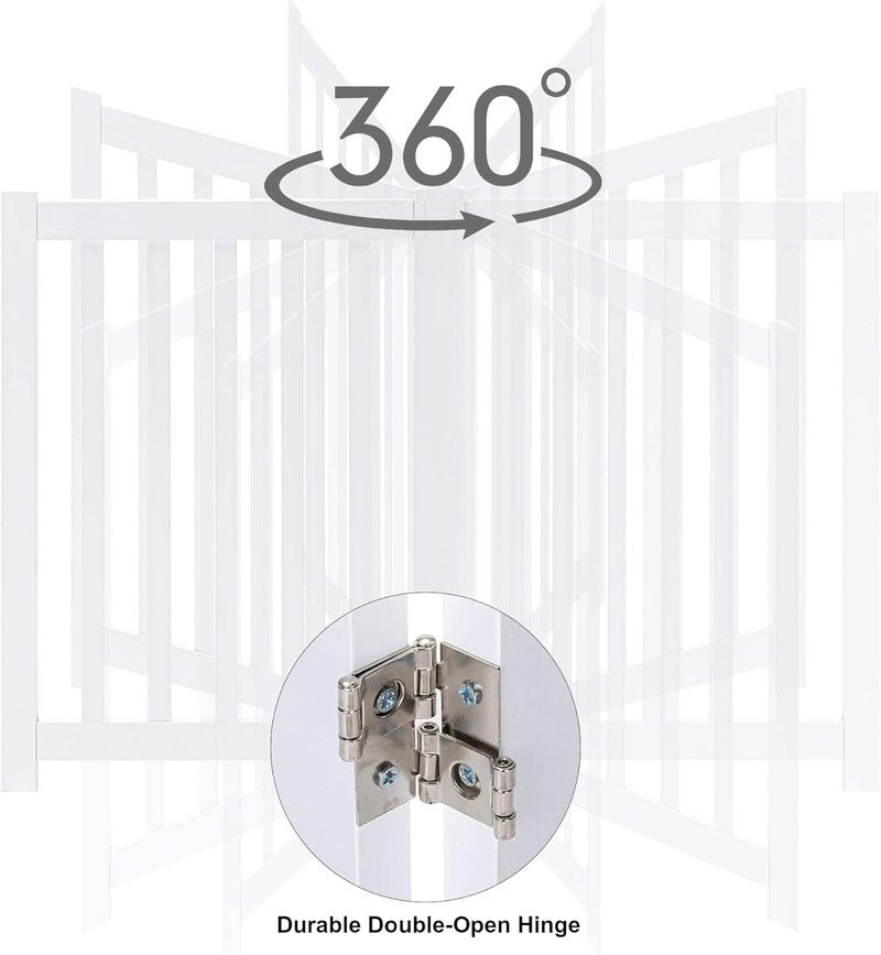 LZRS 2Panel Wooden Free Standing Foldable Dog Gate Indoor  Solid Hardwood 24 High StepOver Safety Pet Gate for Doorways Stairs  Small Spaces  Indoor Use White - Image 5