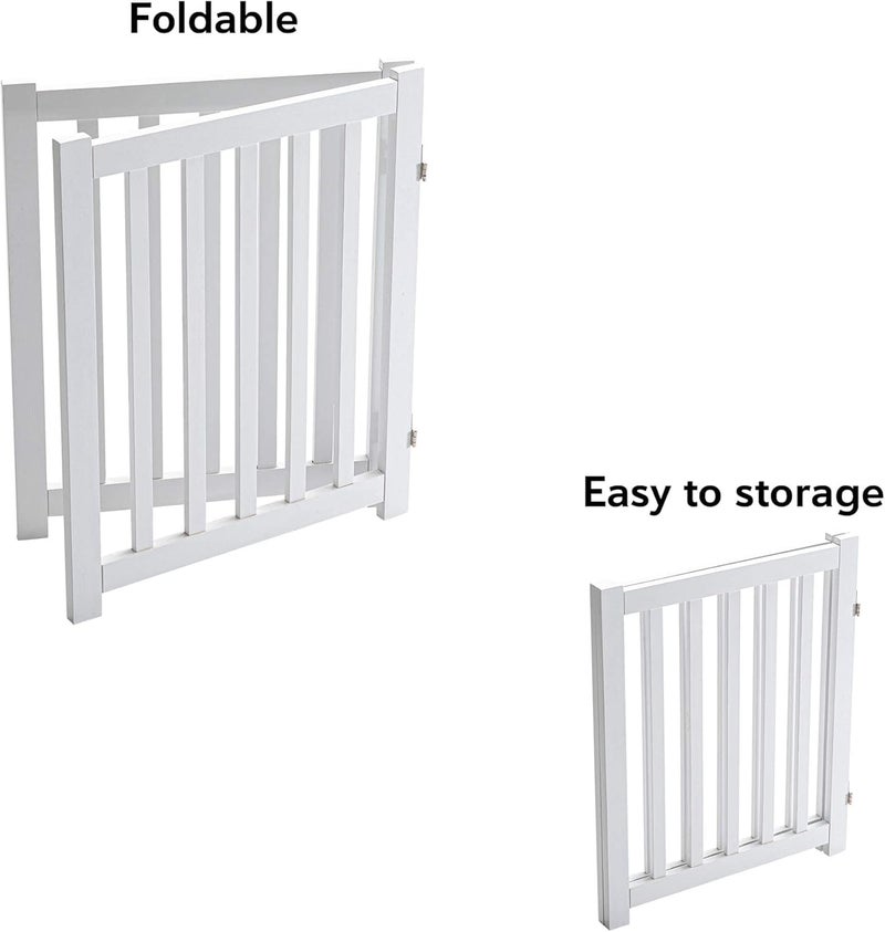 LZRS 2Panel Wooden Free Standing Foldable Dog Gate Indoor  Solid Hardwood 24 High StepOver Safety Pet Gate for Doorways Stairs  Small Spaces  Indoor Use White - Image 4