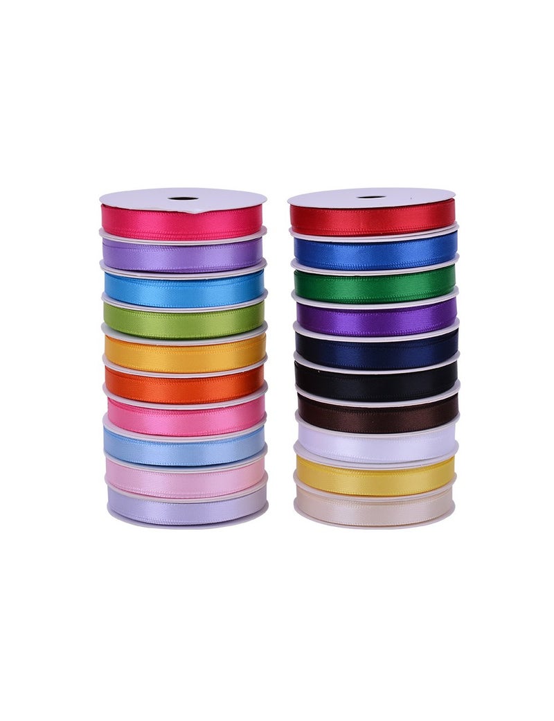 Ribest 1/4 Inch Solid Double Face Satin Ribbon Set for Gift Wrapping Hair Bows Craft Sewing-100 Yards (5 Yards*20 Colors) - Image 1