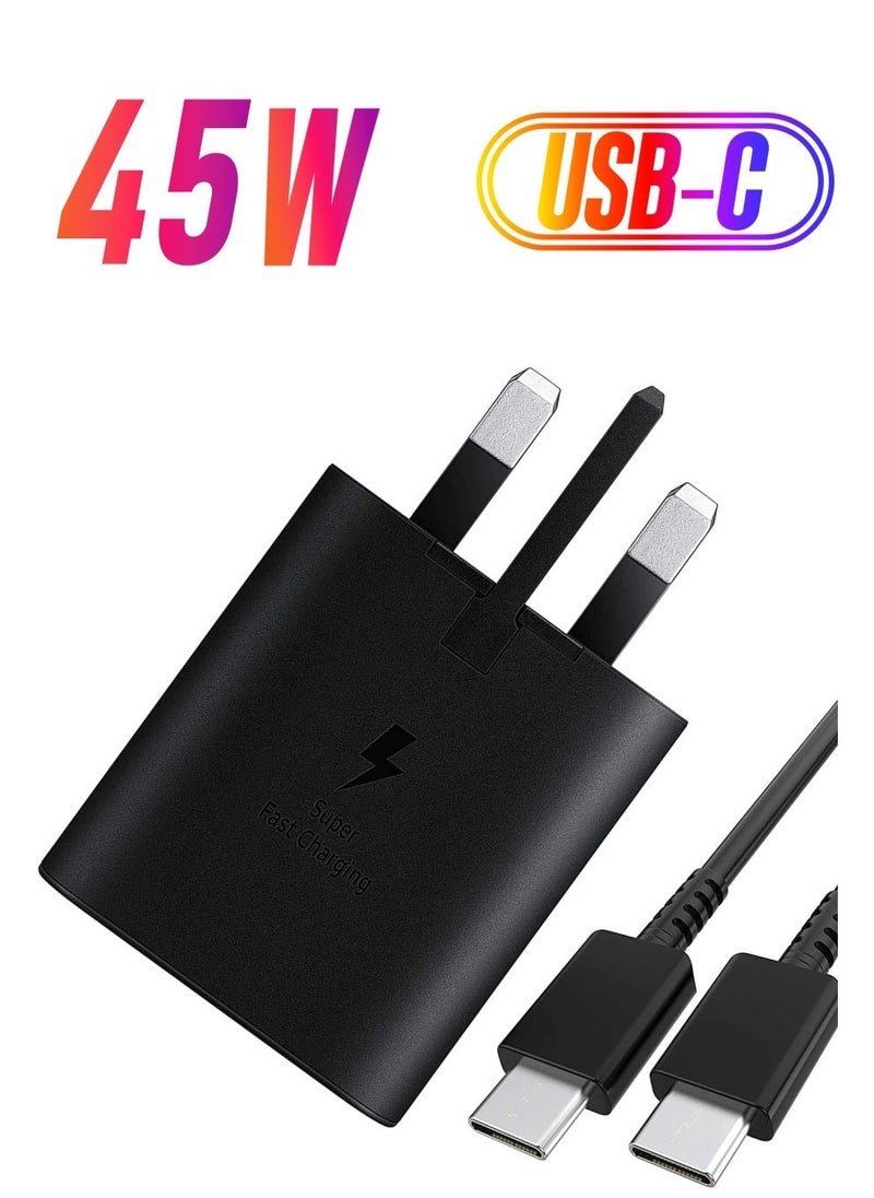 Mobile Phone Chárgérs - 45W Chárgér compatible sámsung Type C Original Fast Chárgér for sámsung Gáláxy F62 S21 Plus M51 S21 5G Cargador USB C Adápter US/EU/UK Plúg (UK black) - Image 1