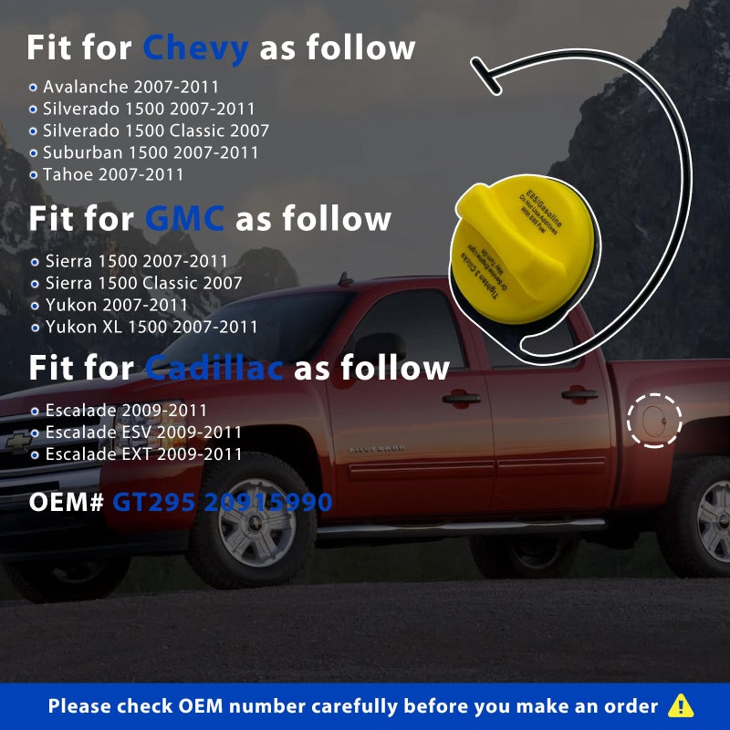 Hsbhlsnx GT295 Fuel Tank Cap Fuel Cap Gas Cap for Chevy Avalanche Silverado 1500 Classic Suburban 1500 Tahoe GMC Sierra 1500 Classic Yukon Yukon XL 1500 Cadillac Escalade ESV EXT 20915990 - Image 4