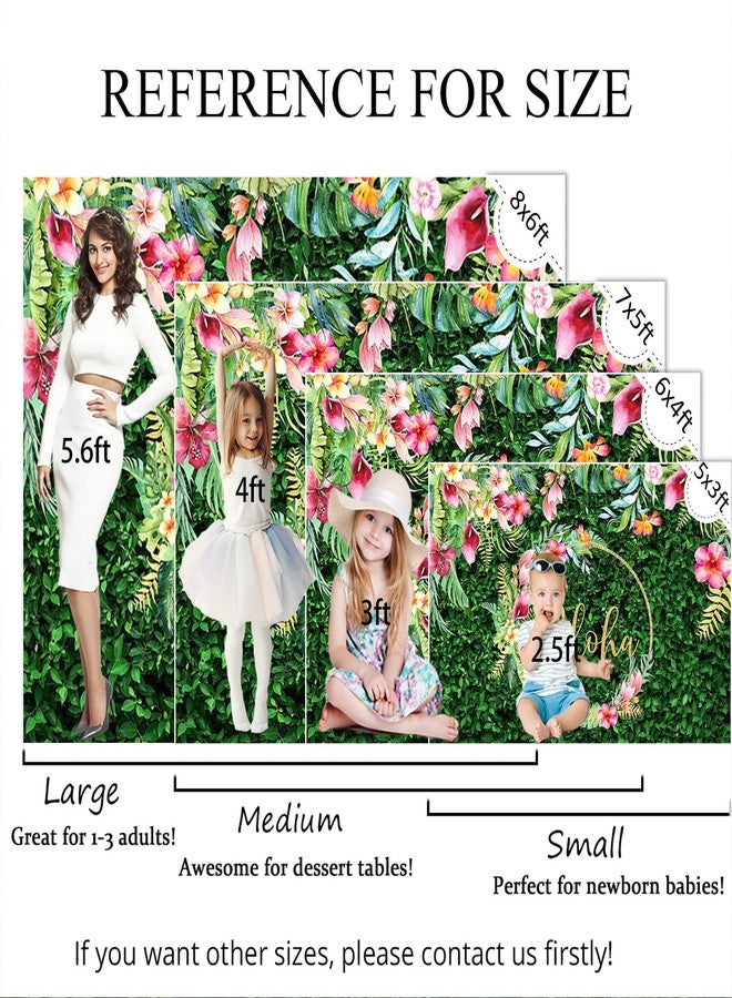 Mocsicka Aloha Backdrop Tropical Luau Birthday Baby Shower Party Decoration Tropical Hawaiian Green Grass Background for Photography Photo Booth Banner (7x5ft (82x60 inch)) - Image 3