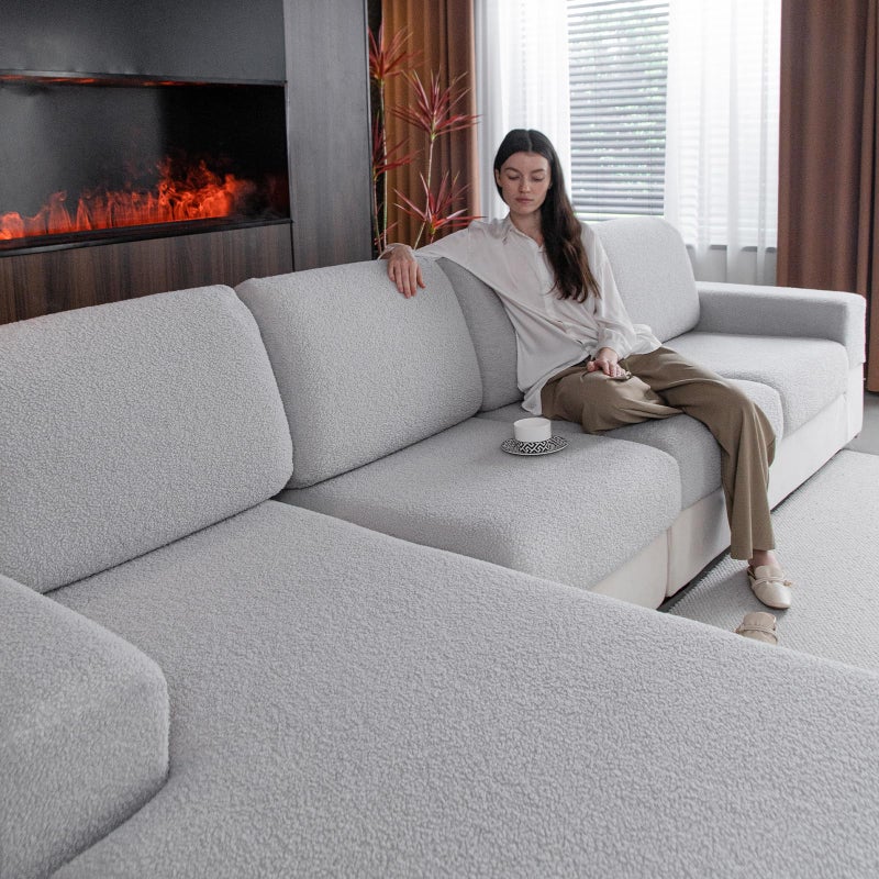 OHSIO Couch Cushion Covers for Sectional Sofa, Stretch Soft Sofa Slipcovers Washable Wear-Resistant Universal Furniture Protector for Living Room(1 Piece Armrest Cover, Light Gray) - Image 1