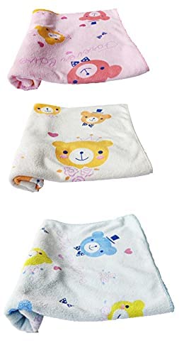 TEDDYIFY Soft Cotton Baby Bath Towel for Infants, New Born Babies and Toddlers, Premium Soft Cotton/Easy to Wash (Colours and Print As Per Availability) (Pack of 3 Towel) Multicolors - Image 1