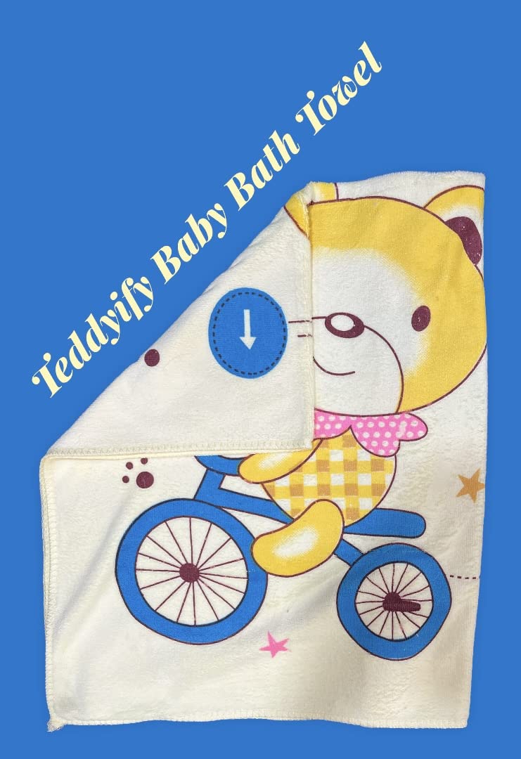 TEDDYIFY Soft Cotton Baby Bath Towel for Infants, New Born Babies and Toddlers, Premium Soft Cotton/Easy to Wash (Colours and Print As Per Availability) (Pack of 3 Towel) Multicolors - Image 4