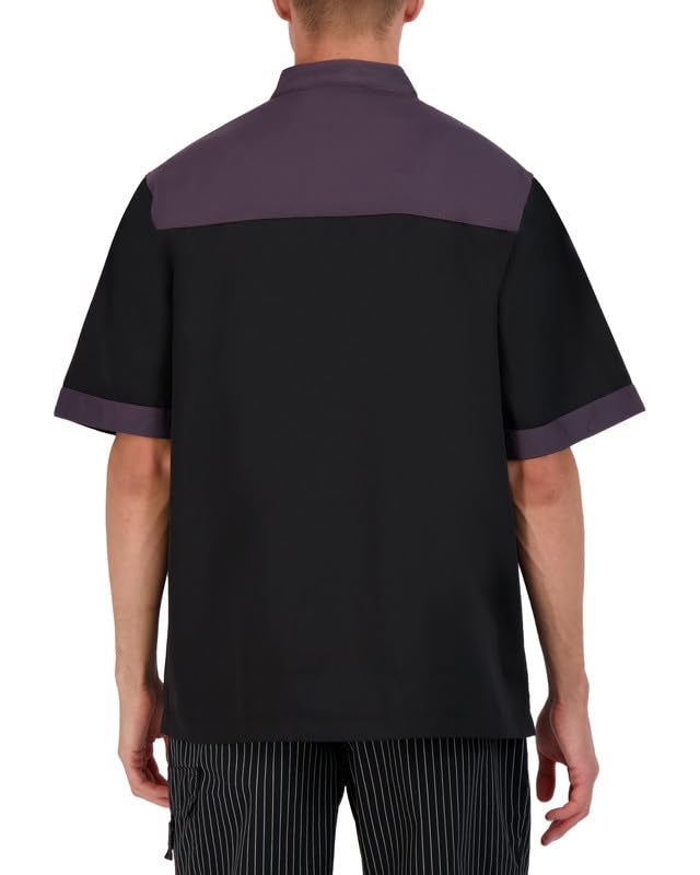 Happy Chef CookCool Top Trim Chef Coat Short Sleeve (Large, Black) - Image 2