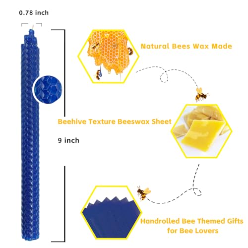 Lacaser Natural Beeswax Taper Candles Bulk 14 Pack 9 Long Candle Sticks Unscented Dripless Bees Wax Made Candles Blue White Green in 7 Assorted Colored Colors - Image 3