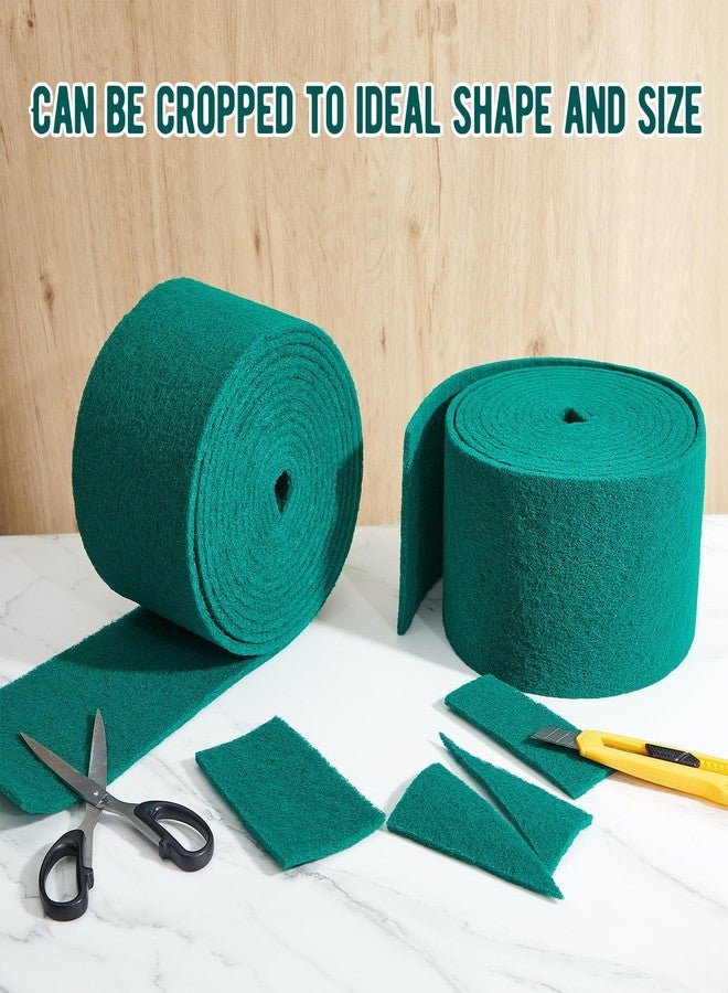 Tioncy 2 Pcs 40 ft Green Scrubbing Pads Roll Heavy Duty Scouring Pads Non Scratch Household Scrub Pads Anti Grease Scrubbing Pads for Dish Metal Grills, 20 ft x 6 in x 0.3 in - Image 4