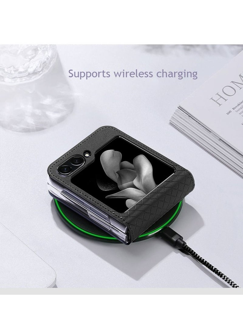 DUX DUCIS Samsung Galaxy Z Flip 5 5G Case Cover  Vegan Leather Shockproof Protective Anti-shock anti-scratch Back Cover Phone Mobile Protector for Samsung Z Flip 5 (2023) - Image 4