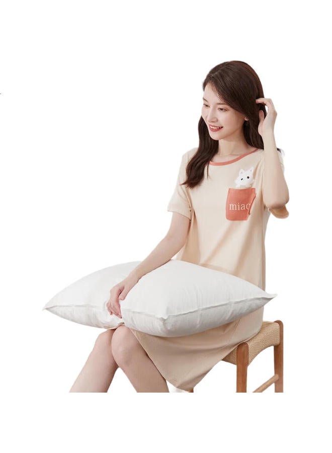 Top melon Ding Guagua Women'S Cartoon Cat Print Cotton Short Sleeve Nightgown Comfortable Casual Home Dress Women Color Cotton Rice 160 - Image 2