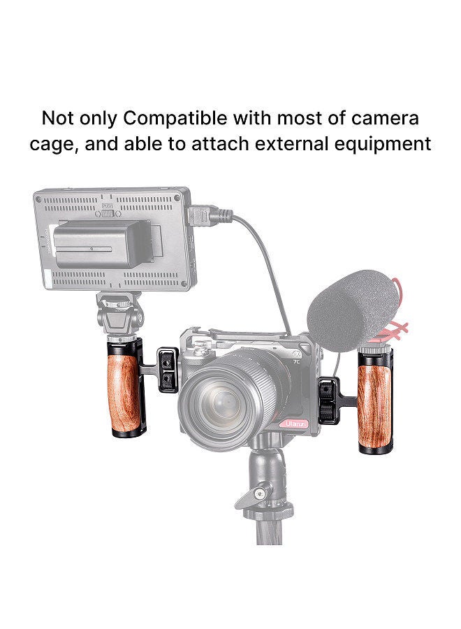 UURIG UURig Wooden Camera Cage Grip Handle with Cold Shoe 1/4 Mounting Shoulder Strap Hole - Image 3