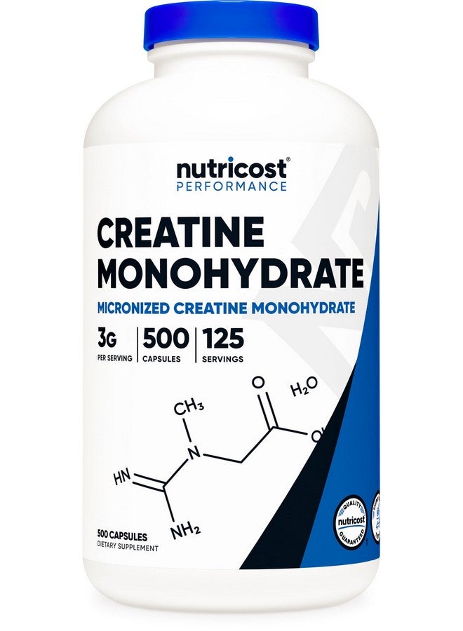 Nutricost نوتريكوست كرياتين مونوهيدرات ميكرونيزيد 3,000 ملغ 500 كبسولة، 125 حصة، 750 ملغ من كرياتين مونوهيدرات لكل كبسولة - Image 1