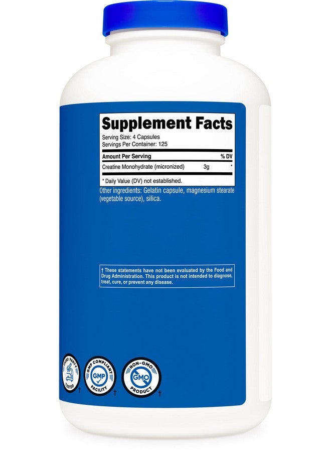 Nutricost نوتريكوست كرياتين مونوهيدرات ميكرونيزيد 3,000 ملغ 500 كبسولة، 125 حصة، 750 ملغ من كرياتين مونوهيدرات لكل كبسولة - Image 5