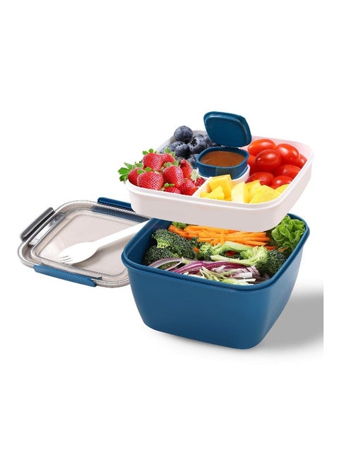 Portable Salad Lunch Container 52 Oz Salad Bowl 4 Compartments with Dressing Cup Large Bento Boxes Meal Prep to Go Containers