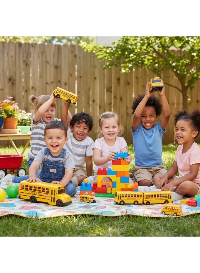 طقم باص المدرسة للأطفال – ٢ قطعة باص مدرسة أصفر بحجم صغير | ألعاب سيارات تعليمية للتخيل والتمثيل | باص مدرسة متين للأطفال للبنين والبنات | هدية مثالية لأعياد الميلاد والحضانة والمرحلة التمهيدية - Image 3
