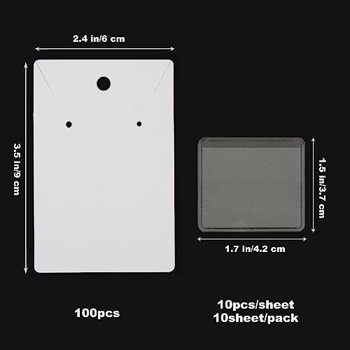 Temlum 100 Pcs Jewelry Display Cards with 100 Pcs Adhesive Pouches and Clear Bags, Necklace Earring Card Holders for Selling Jewelry Packaging Supplies (White) - Image 2