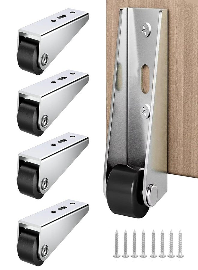 Defflo Low Profile Side Mount Caster Wheels Set of 4, Heavy Duty L Shaped Door Support Roller for Wooden Door, Cabinet & Furniture, Mini Rigid Caster Wheels Silent Bearing Vertical Horizontal Installation - Image 1