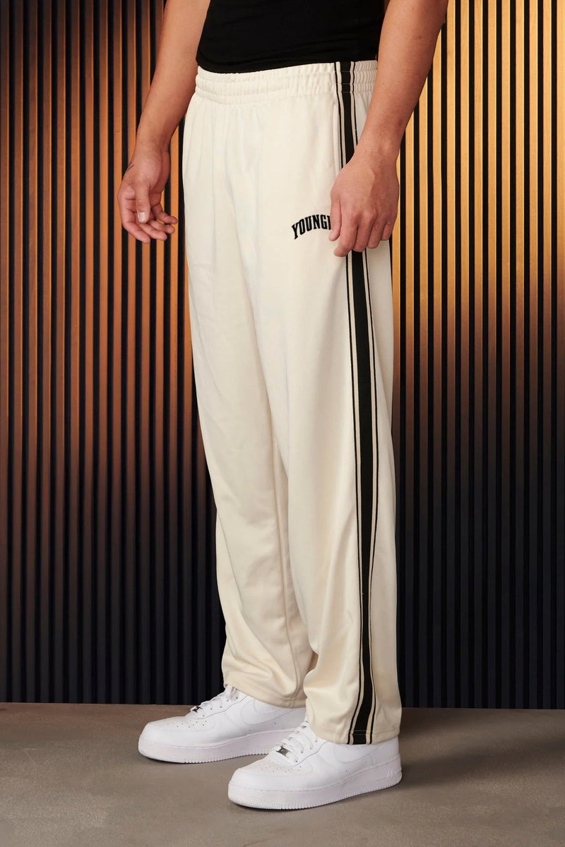 YoungLA Mens Joggers Tape Side Printed Casual Pants Green