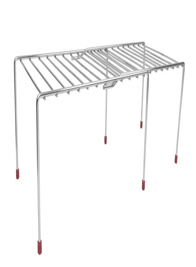 MYPS Stainless Steel Multipurpose Expandable Utensils cookware Plate Dish Kitchen and Food Rack Storage Holder Stand Shelves Shelf Organiser for Home Cabinet, Chrome Finish. - Image 3